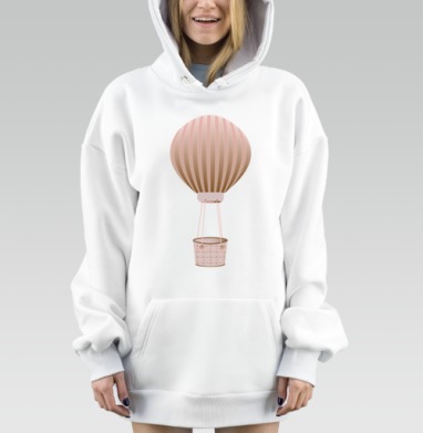 Воздушный шар в пастельных тонах мягкость легкость мечты, Hoodie Mjhigh Dig, оверсайз, утепленная