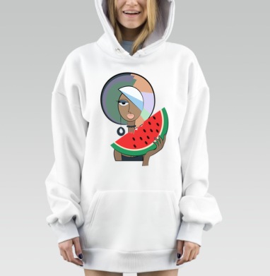 Женщина с арбузом лето сочная естественность, Hoodie Mjhigh Dig, оверсайз, утепленная