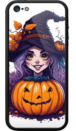 Яркая ведьма на Хэллоуин в резной тыкве - Бампер на iPhone 5, 5S, страница 3