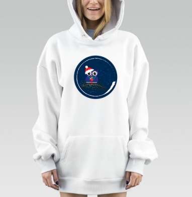 Зимняя сова на ветке в шапке уютное настроение, Hoodie Mjhigh Dig, оверсайз, утепленная