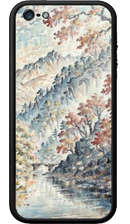 Безмятежный осенний пейзаж с рекой и горами - Бампер на iPhone 5, 5S, страница 3