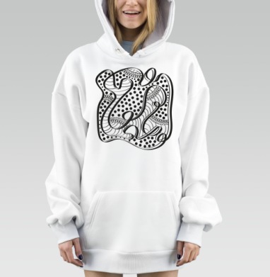 Черно серые абстрактные точки и линии на сером фоне, Hoodie Mjhigh Dig, оверсайз, утепленная