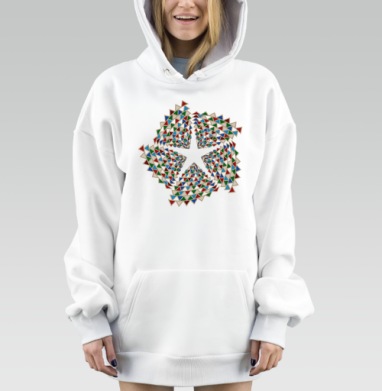 Спиральный узор с красными синими зелеными флажками в динамике, Hoodie Mjhigh Dig, оверсайз, утепленная