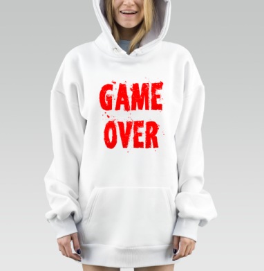 Завершающая надпись игра окончена с красным текстом на черном фоне, Hoodie Mjhigh Dig, оверсайз, утепленная