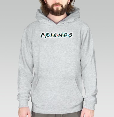 Дружба и единение надпись Friends Друзья, Толстовка меланж Regular