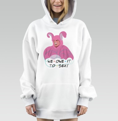Мужчина в розовом костюме кролика веселая ирония секс, Hoodie Mjhigh Dig, оверсайз, утепленная