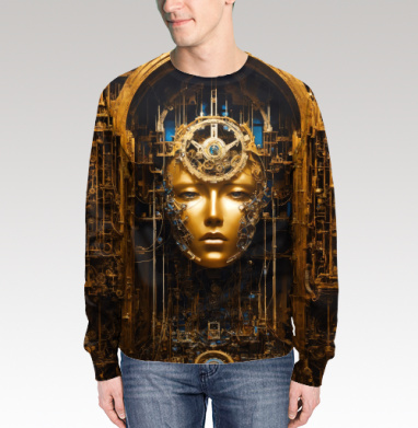 Золотое лицо человека машины Между Людьми и Машинами, Свитшот мужской 3D