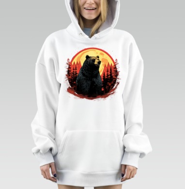 Медведь гризли, Hoodie Mjhigh Dig, оверсайз, утепленная
