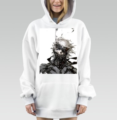 Кибернетический воин с механическим лицом и холодным взглядом, Hoodie Mjhigh Dig, оверсайз, утепленная