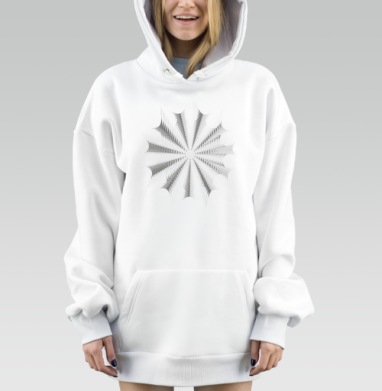 Объемная серая звезда глубина симметрия движения, Hoodie Mjhigh Dig, оверсайз, утепленная