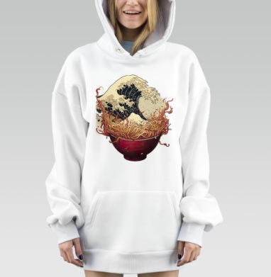 Миска рамена с волной крупная волна у Канагавы, Hoodie Mjhigh Dig, оверсайз, утепленная
