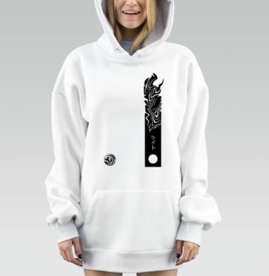 Черно белый абстрактный японский свет и дым, Hoodie Mjhigh Dig, оверсайз, утепленная