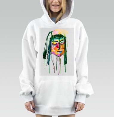 Яркая Абстрактная Голова С Текущими Красками, Hoodie Mjhigh Dig, оверсайз, утепленная