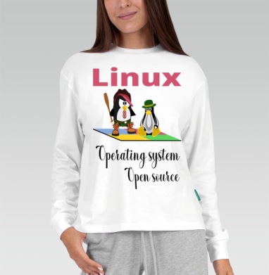 Два Пингвина Linux Операционная Система Свободный Исходный Код - Магазин футболок Wladimir. Дизайнерские принты.