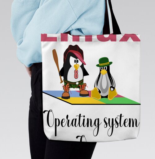 Два Пингвина Linux Операционная Система Свободный Исходный Код, Сумка с ручкой и внутренним карманом на молнии