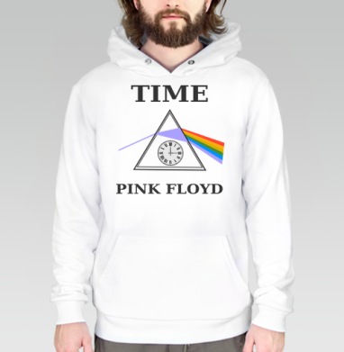 Преобразование света через время с часами Pink Floyd, Толстовка белая Regular, утепленная
