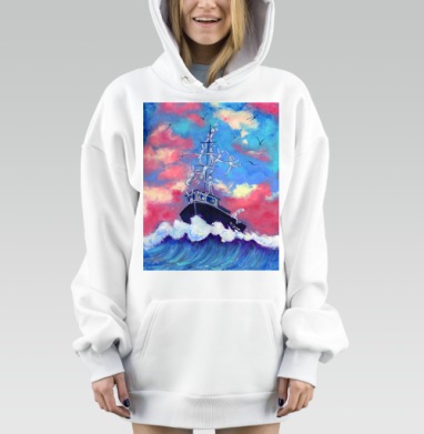 Зайцы формируют пирамиду на лодке в бурной воде, Hoodie Mjhigh Dig, оверсайз, утепленная