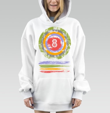Цифра Восемь с Японским Иероглифом на Кругах, Hoodie Mjhigh Dig, оверсайз, утепленная