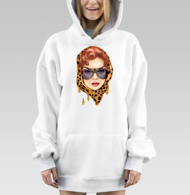 Девушка в оранжевом платке с капельками меда, Hoodie Mjhigh Dig, оверсайз, утепленная