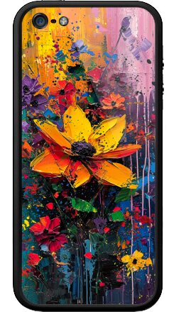 Яркий экспрессивный цветочный импасто-панно - Бампер на iPhone 5, 5S