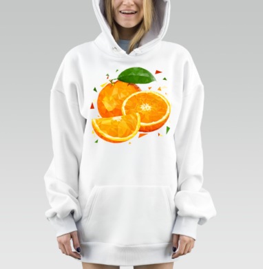 Насыщенный апельсин в стиле low poly из треугольников на черном фоне, Hoodie Mjhigh Dig, оверсайз, утепленная