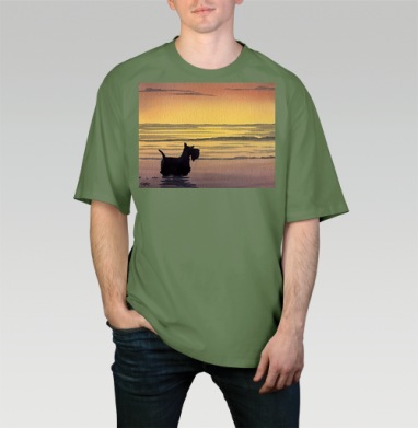 Scottish Terrier at sunset – Скотч терьер на закате Scottish Terrier sunset, Футболка мужская оверсайз оливковая