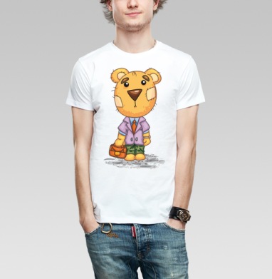 Плюшевый мишка идет на работу, Футболка мужская Base белая