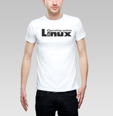 Лаконичный черно-белый логотип Linux с пингвином Tux Операционная Система, Футболка мужская Base белая