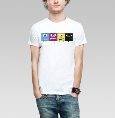 CMYK faces / Лица CMYK, Футболка мужская Base белая