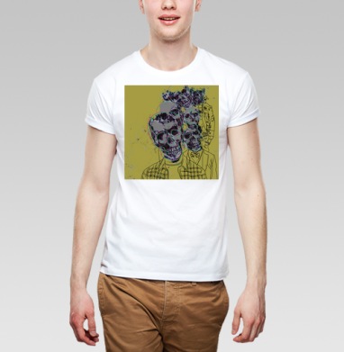 hipster skulls / Хипстерские черепа, Футболка мужская Base белая