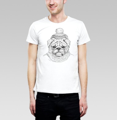 Hipsters dog / Хипстерская собака, Футболка мужская Base белая
