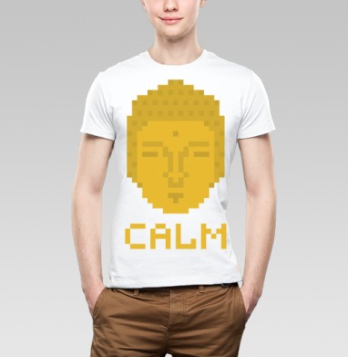 Пиксельное Лицо Будды с Надписью Calm - GO VEGAN!