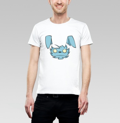 Mad Blue Rabbit – Безумный голубой кролик в дикой мимике зверя, Футболка мужская Base белая