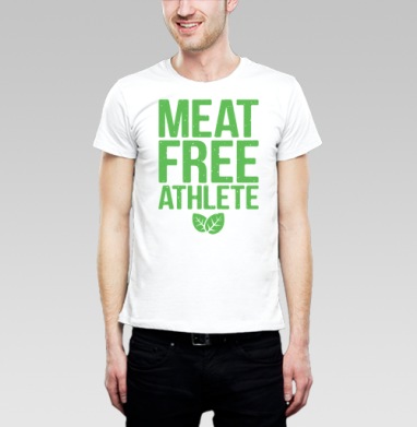 MEAT FREE ATHLETE – Эмблема веган-спортсмена, Футболка мужская Base белая
