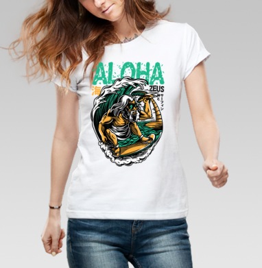 Aloha Zeus / Алоха Зевс, Футболка женская белая 180гр