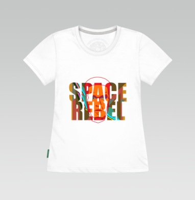 SPACE REBEL — Космический бунтарь с мощным взглядом, Футболка женская белая 180гр