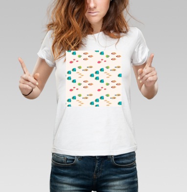 Морские рыбы нежные пастельные тона светлый фон - Магазин футболок SychEvaartist - Дизайнерские принты