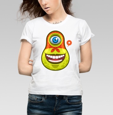 Space Matryoshka / Космическая матрёшка, Футболка женская белая 180гр