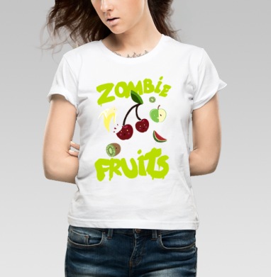 Неоновый принт Zombie Fruits с яркими фруктами - Магазин футболок blueberriepie - Дизайнерские принты