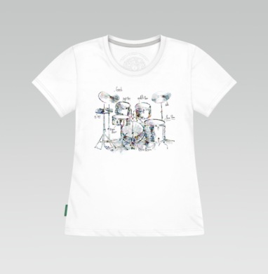 Drums / Барабаны, Футболка женская белая 180гр