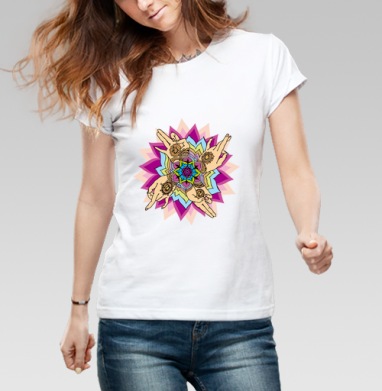 Lotus Mandala / Лотосовая мандала с четырьмя руками создающая покой в движении - Магазин футболок tinbox2005 - Дизайнерские принты
