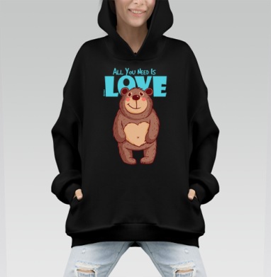 All You Need Is Love - Hoodie Mono, черная, оверсайз, утепленная, страница 6