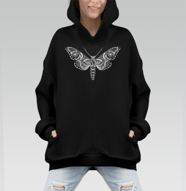 Детализированная бабочка в стиле зентангл - Hoodie Mono, черная, оверсайз, утепленная, страница 4
