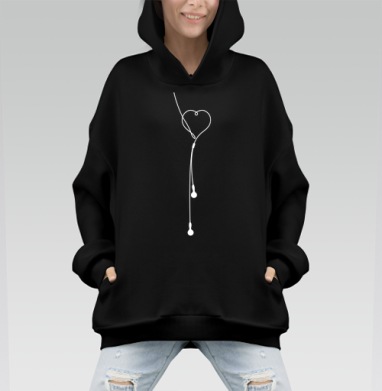 Сердце из кабеля наушников музыка и любовь - Hoodie Mono, черная, оверсайз, утепленная, страница 7