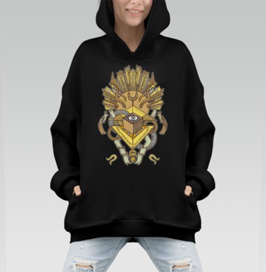 Механическое сердце сложный организм детализированный принт - Hoodie Mono, черная, оверсайз, утепленная, страница 7