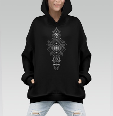 Абстрактная Сакральная Геометрия с Всевидящим Оком - Hoodie Mono, черная, оверсайз, утепленная, страница 2