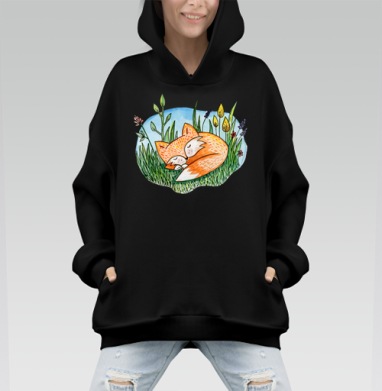 Сонный лис - Hoodie Mono, черная, оверсайз, утепленная, страница 4