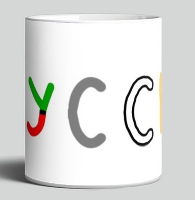 Игривое слово «УССИ» с уткой и яркими буквами, Кружка c принтом керамическая