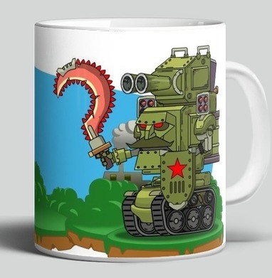 Кибернетический советский воин защищает парящий Robot Tank Island - Yoo – мерч на миллион
