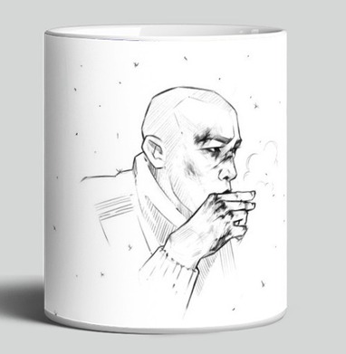 Задумчивый мужчина курит сигарету в холодную зиму - AL57